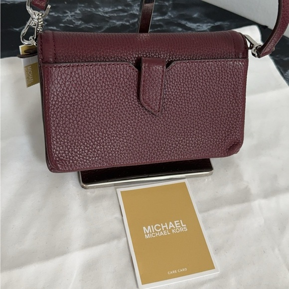 MICHAEL KORS Charm Small Phone Crossbody Bag Berry Red AUTHENTIC Minor Defect - Picture 11 of 14
